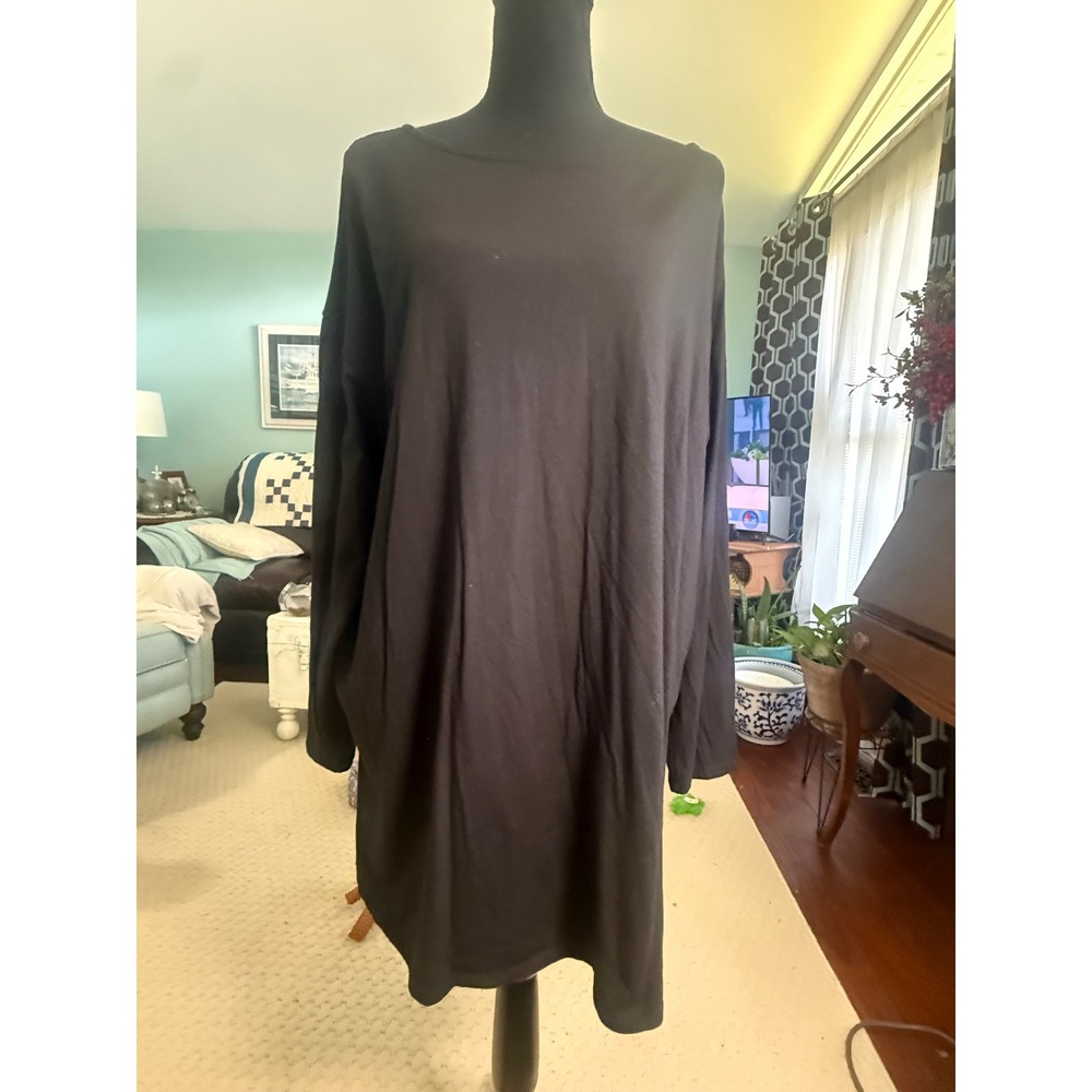 J. Jill Luxe Supima Tunic Black Long Sleeve Crew Neck Relaxed Fit Top 2X Womens